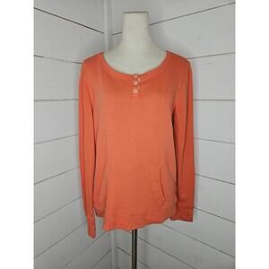 J Crew medium orange boat neck henley with front kangaroo pouch